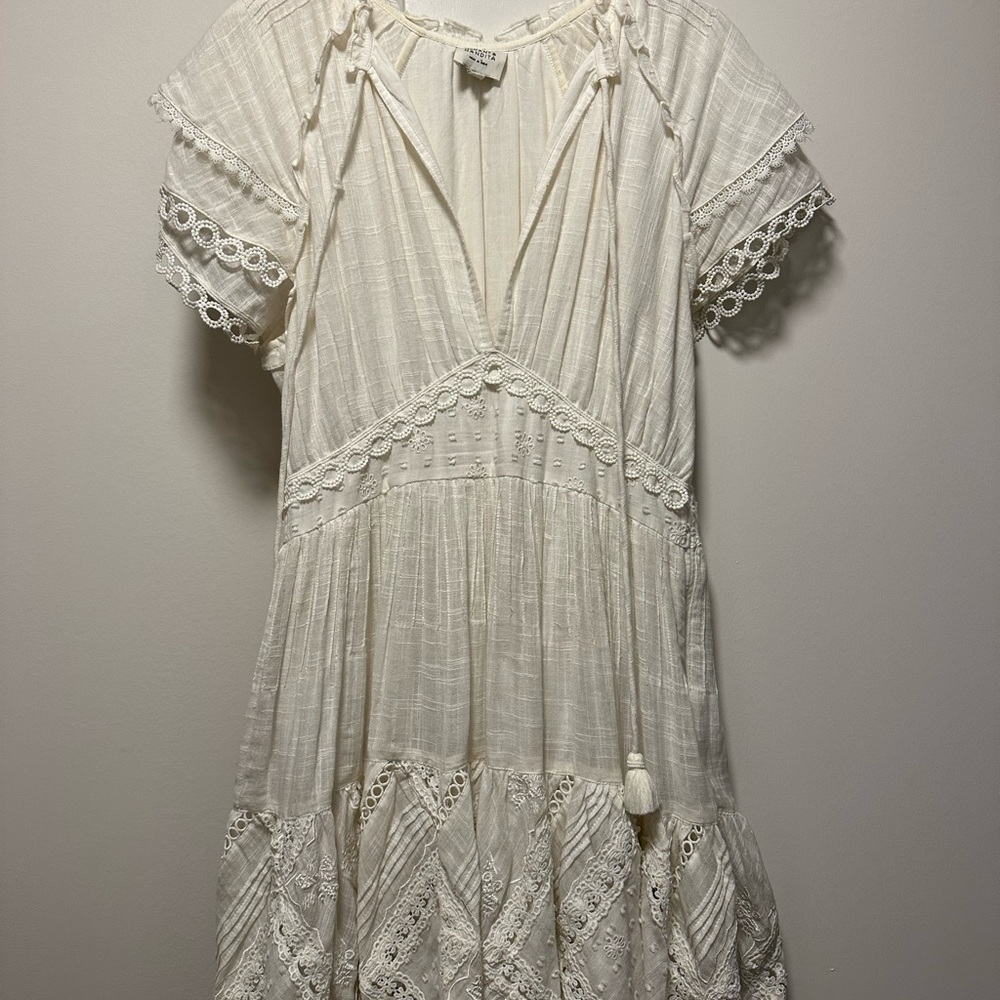 HEMANT & NANDITA Cream Ruffle Dress
